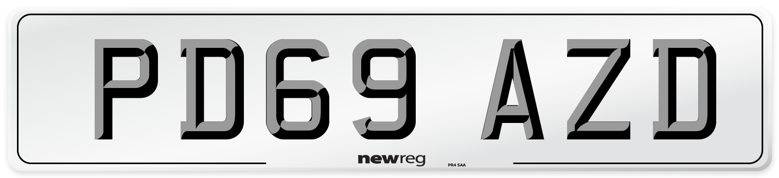 PD69 AZD Number Plate from New Reg